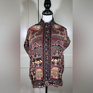 Etro silk blouse paisley pattern.  Cashmere and silk shawl sold separately.